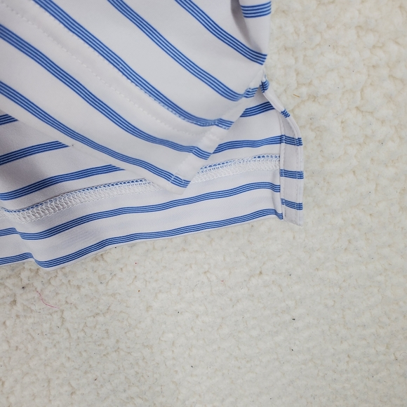 FootJoy Golf Polo Shirt Blue White Striped Mens XL Long Tail Stretch Perfotmance - Picture 9 of 10